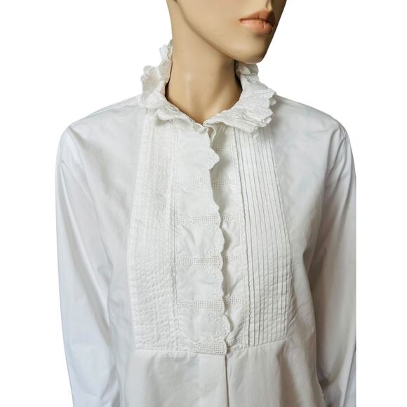 Isabel Marant Etoile Ruffled Collar Shirt Long Sleeves Button Closure Sz 4 - Picture 9 of 13